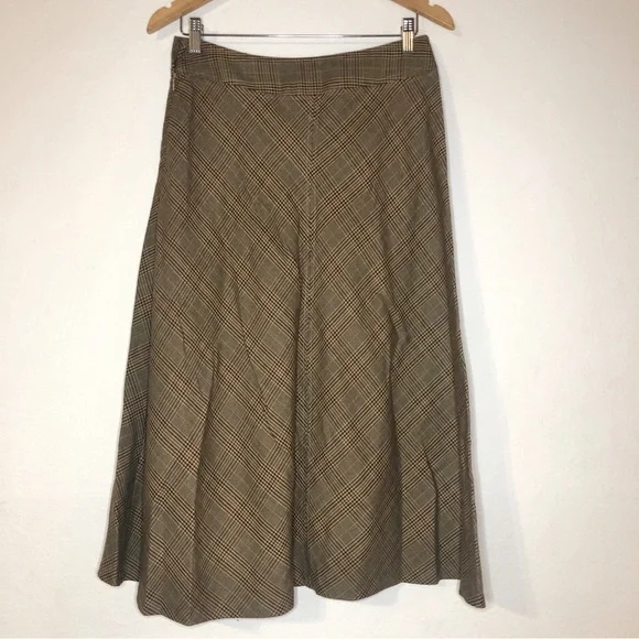 East 5th Vintage Brown Plaid Midi Skirt Size 6 - Picture 4 of 10